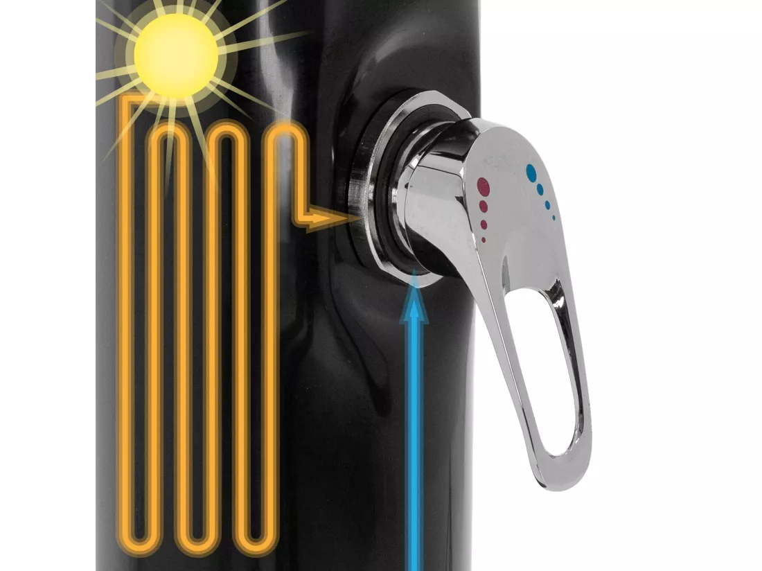 Douche solaire d'extérieur avec douche à pied et pomme de douche noir 20 litres