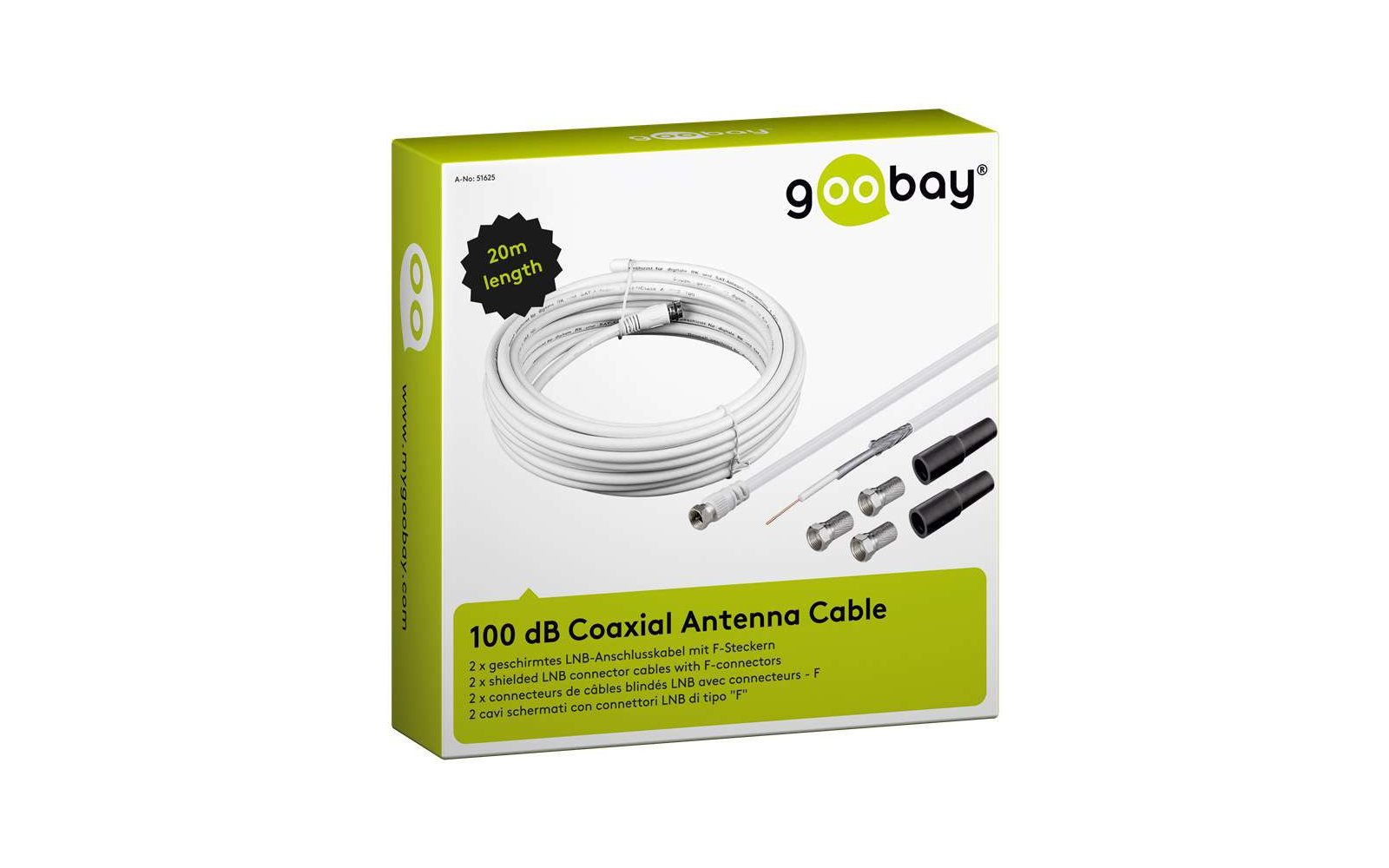 Goobay 100 dB Koax-Antennenkabel Set LNB-Anschlusskabel  10 m