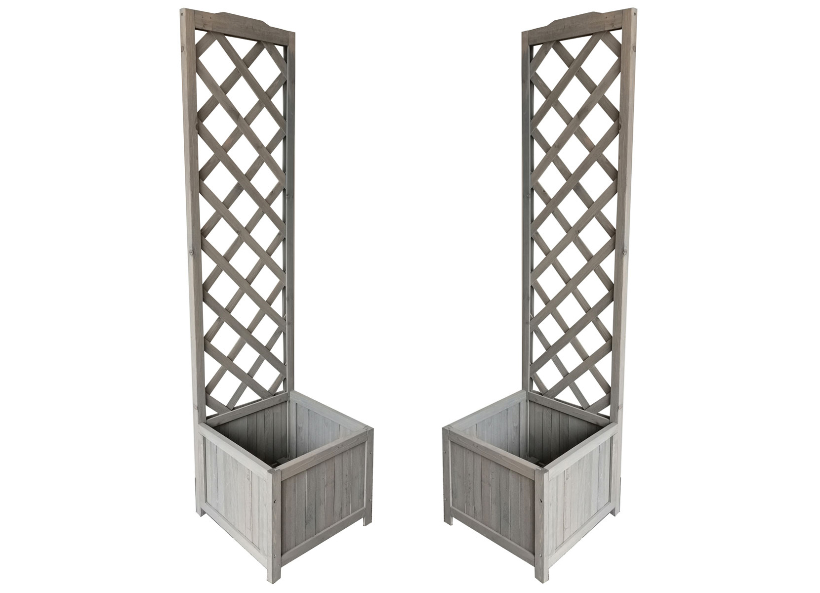 Pflanzkübel mit Rankhilfe aus Holz 146cm 4er-Set Grau