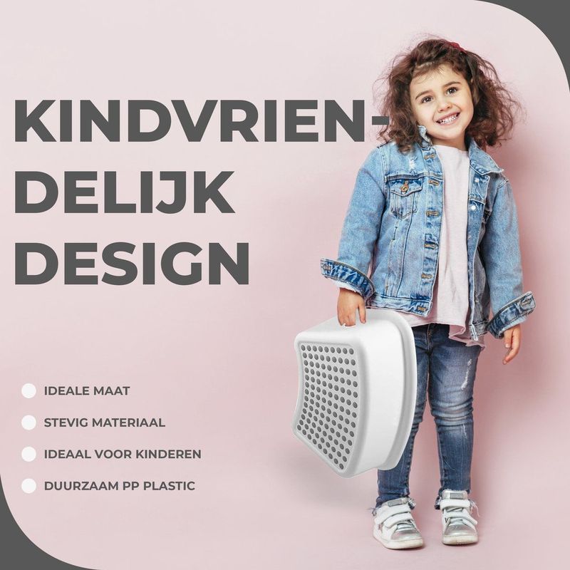 BUDDLEY - Opstapje - Wit - Opstapkrukje Kinderen - Badkamer - Keuken