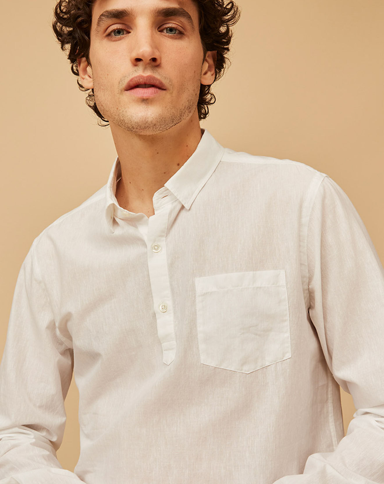 Harris Wilson Chemise Regular Fit en Coton & Lin Benilde blanche