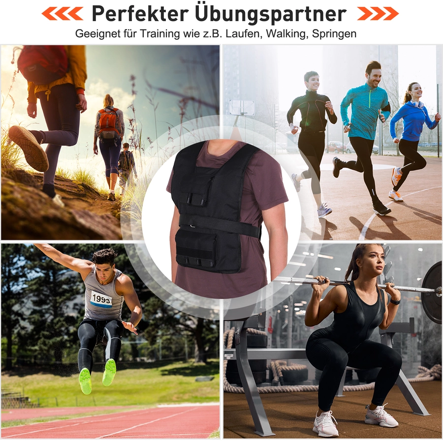 HOMCOM Trainingsweste mit 30 Eisengewichten schwarz
