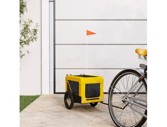 VIDAXL - Remorque de vélo pour chien jaune et noir tissu oxford et fe...