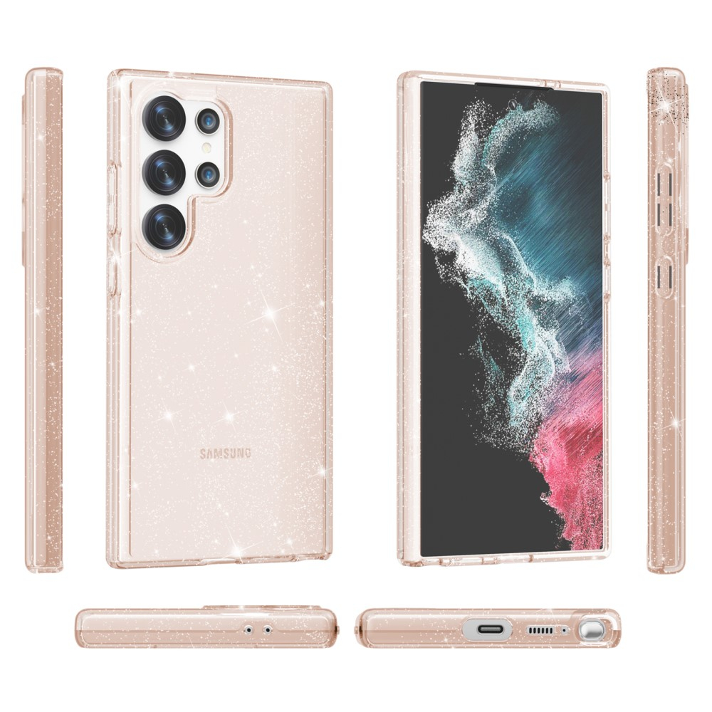 Samsung Galaxy S24 Ultra Hybrid Hardcase Schutzhülle im Glitzer Design - Gold / Transparent