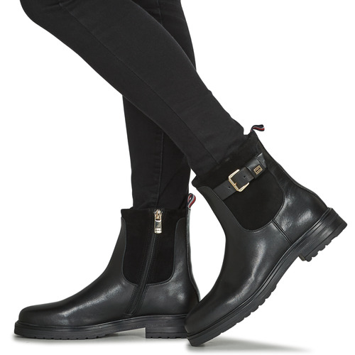 Tommy Hilfiger - THERMO MATERIAL MIX BELT BOOTIE - Noir