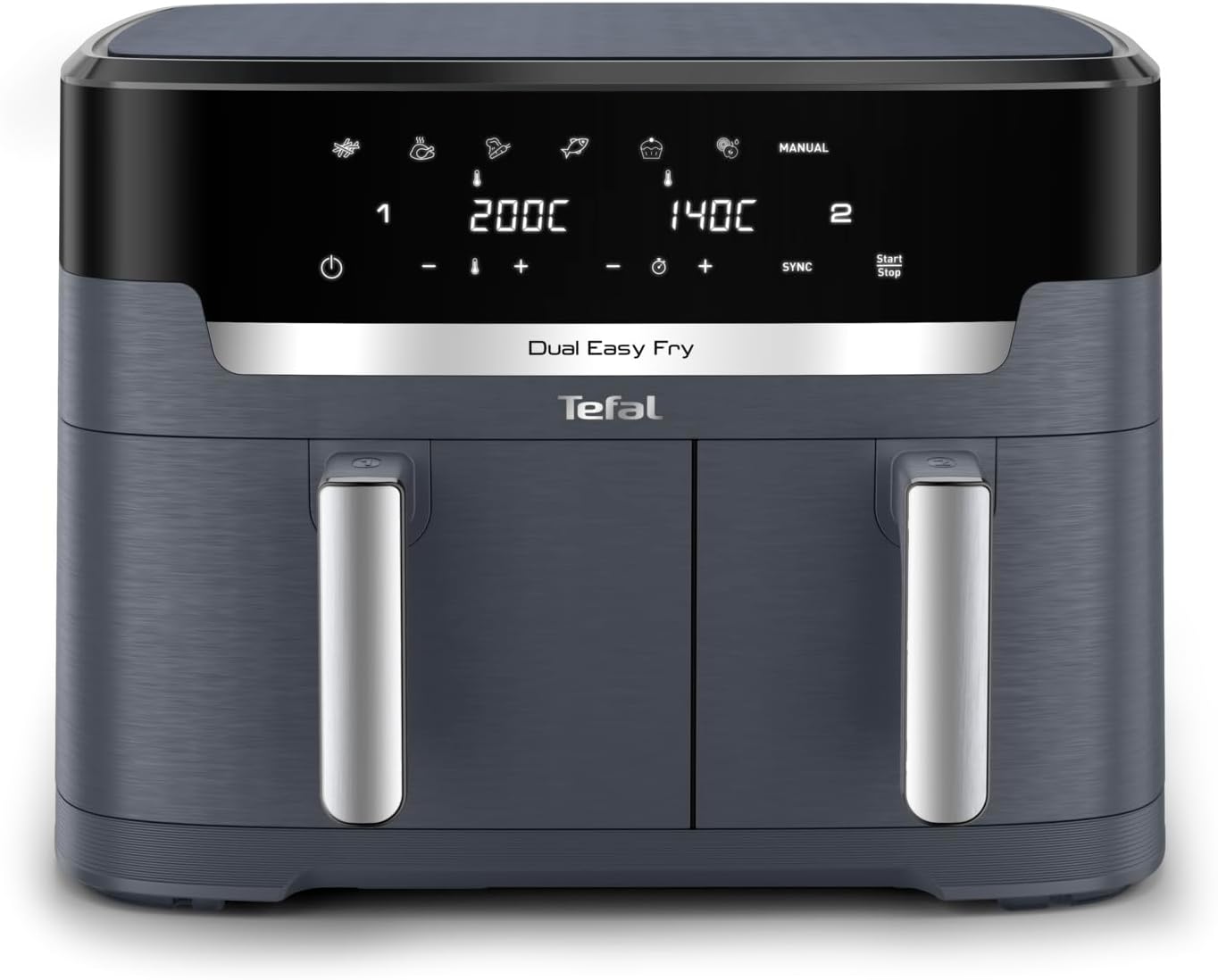 Tefal Dual Easy Fry XXL Heißluftfritteuse 11 L – Airfryer mit 2 Kammern (Doppelkammer), 7 Programme, 2700 W, digitales Display, Extra-Crisp Technologie, fettarm frittieren, energiesparend EY942B