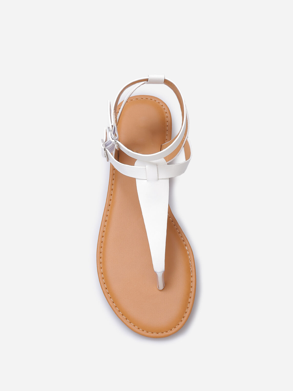 Nu-pieds à brides en simili- Blanc
