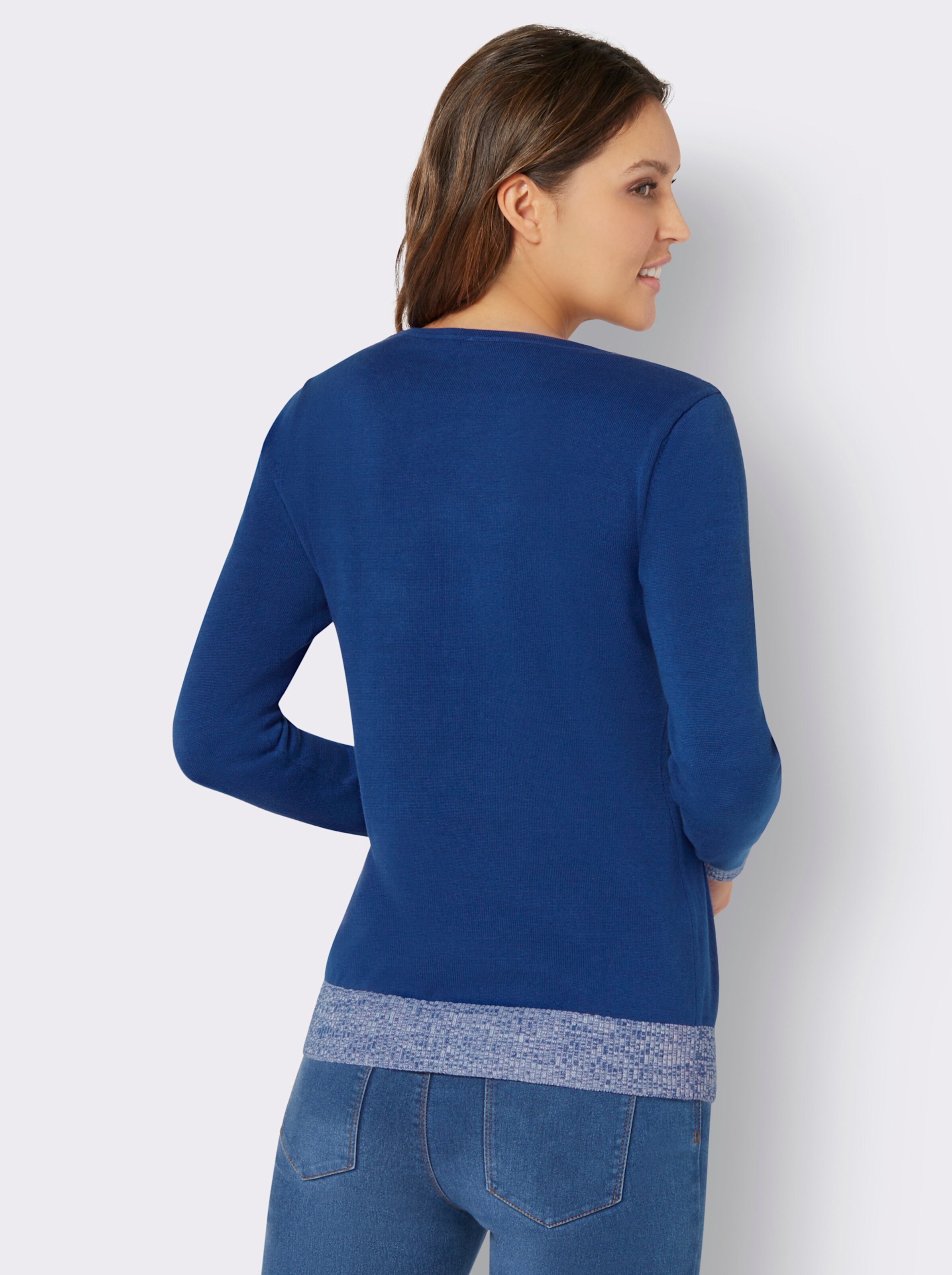 Langarm-Pullover mit Melange-Partien
