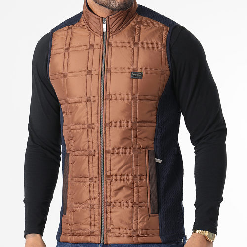 Veste Zippée Sans Manches BLC22K16 Bleu Marine Marron