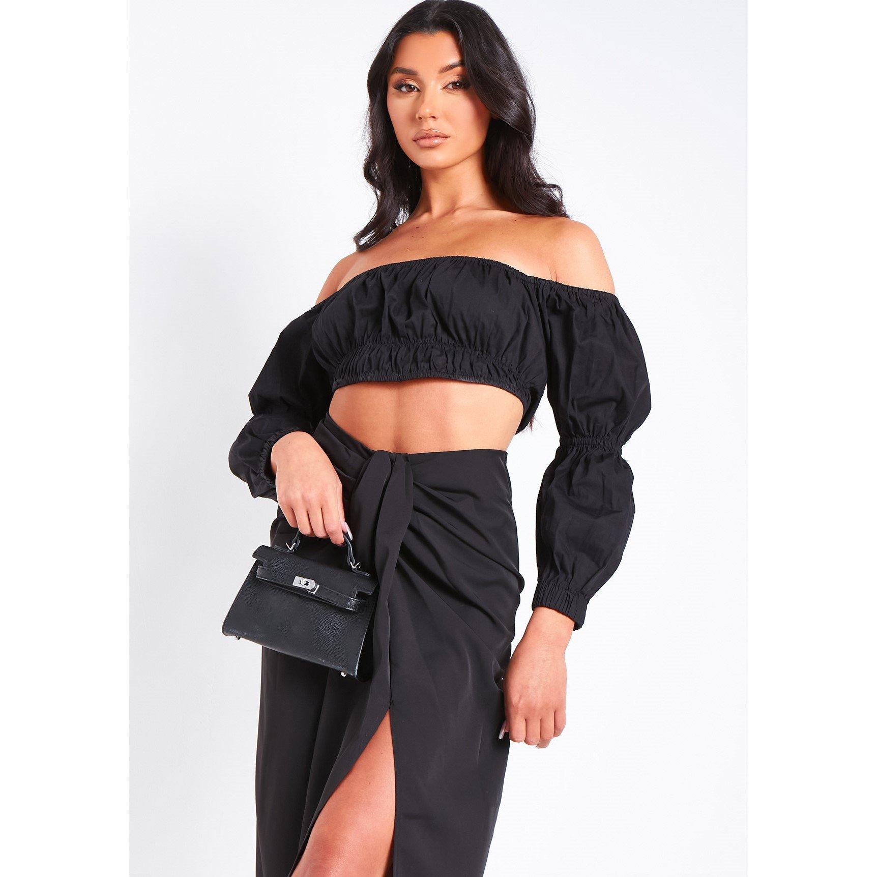 Missy Empire Woven Puff Sleeve Bardot Top