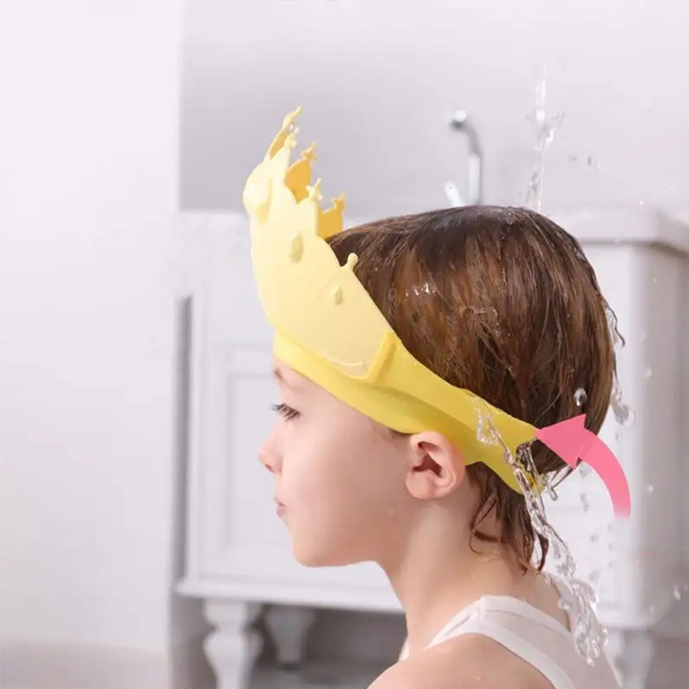 Verstellbare Baby Badekappe Kinder Dusch Kappe Shampoo Augenschutz - Krone