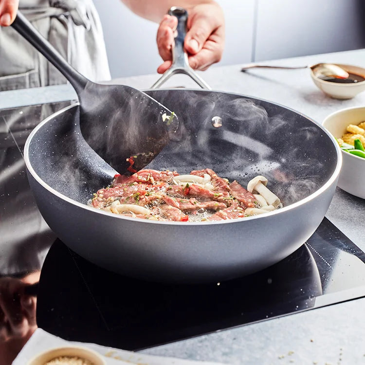 Demeyere Alu Plus 3 Vlakke bodem Wok 28cm