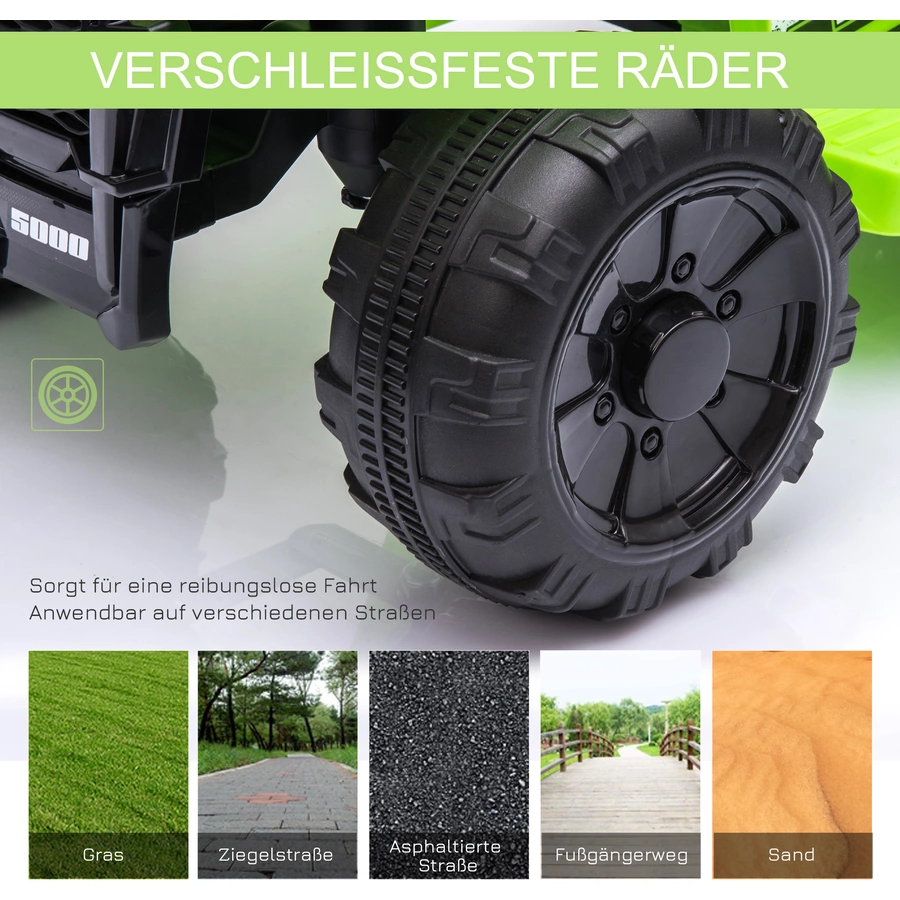 HOMCOM Elektroquad 6V Akku Elektroauto LED Frontlicht grün