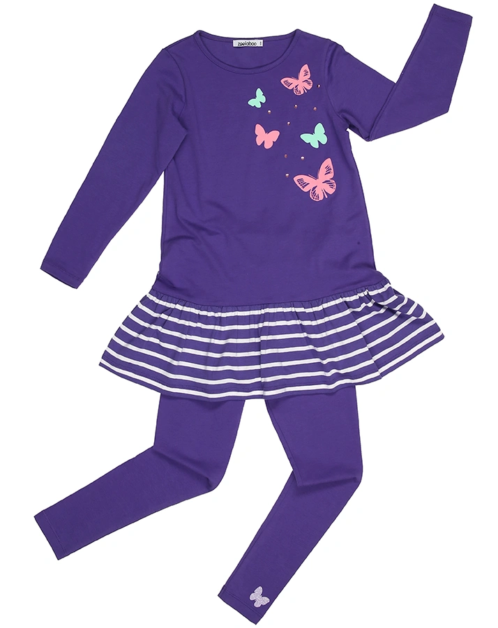 Leggings LYNFORD mit Glitzer-Schmetterling in lila