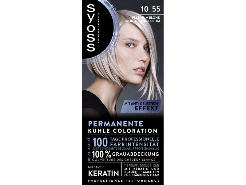 Syoss Haarcoloration Aufhellung 10-55 Platinum Blond Permanente Coloration mit Keratin verleiht einen kühlen Farbton