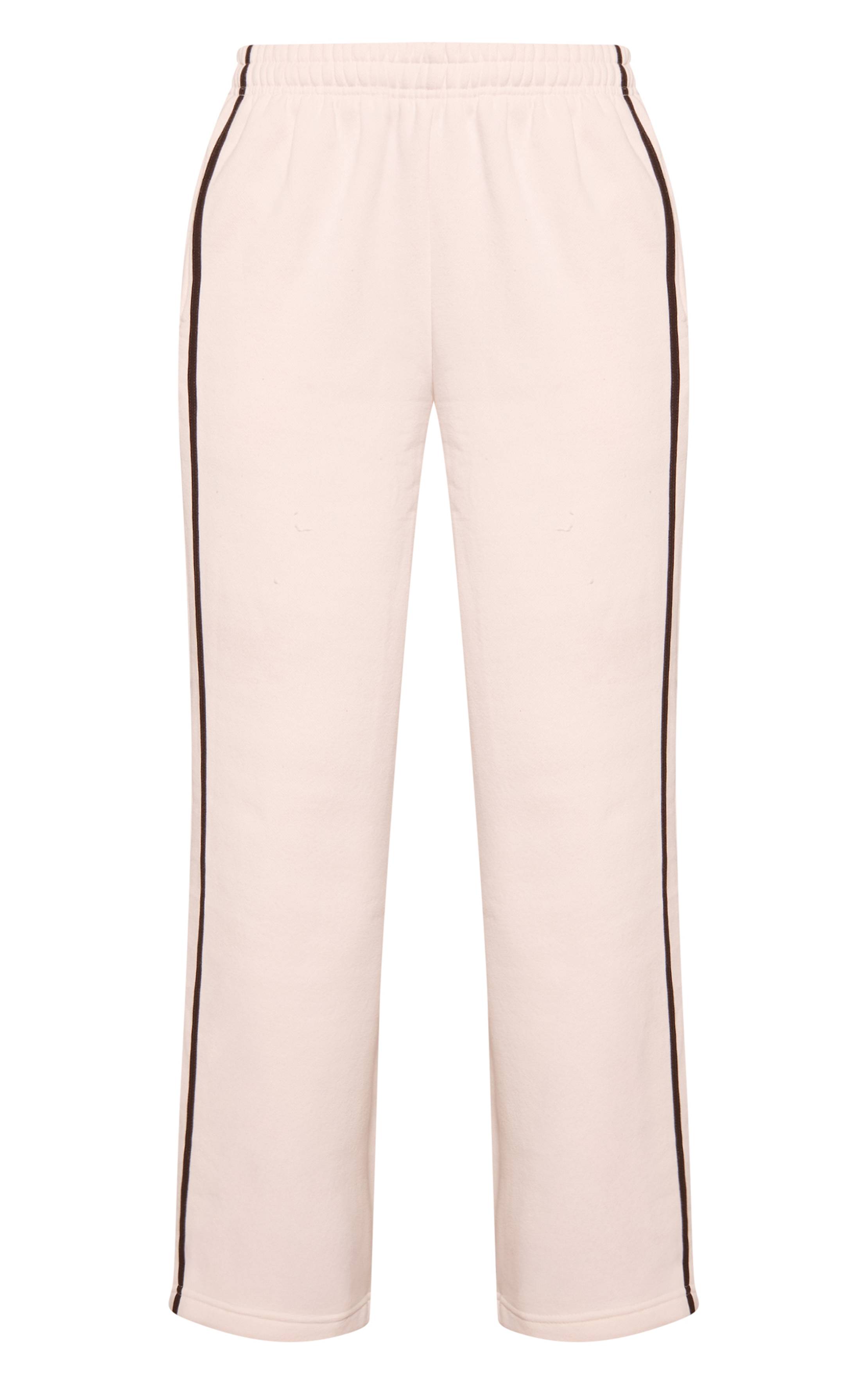 Crème Pantalon De Jogging Large À Bandes Contrastées