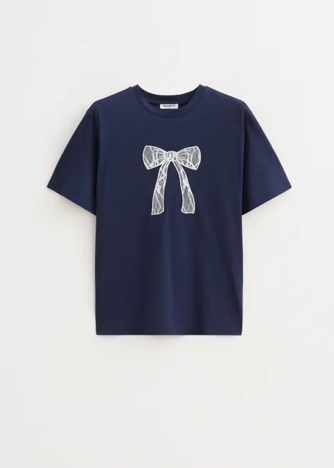 T-shirt met print strik blauw (BLW.D)
