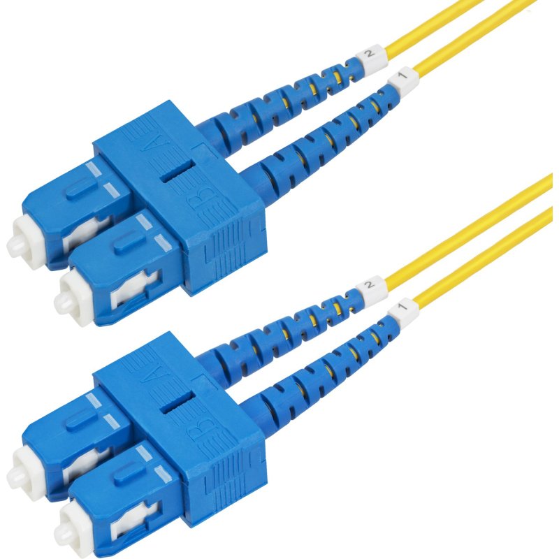 StarTech.com Câble Fibre Optique de 1m Duplex Monomode SC à SC (UPC) OS2, 9/125µm, 40G/100G, Cordon Fibre Optique, Insensible à la Courbure, Faible Perte d'Insertion, Cordon Patch Fibre LSZH