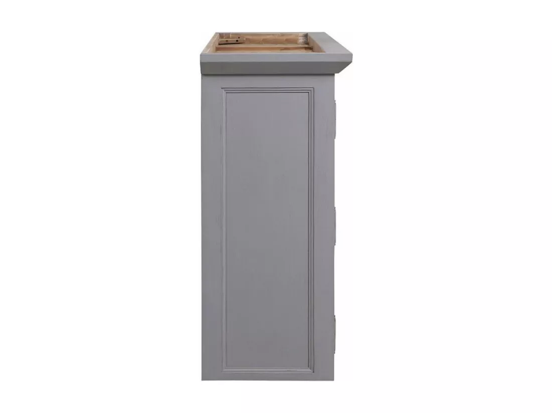 Haut De Buffet Vaisselier 3 Portes Vitrées Bois Gris - Brocante Interior's