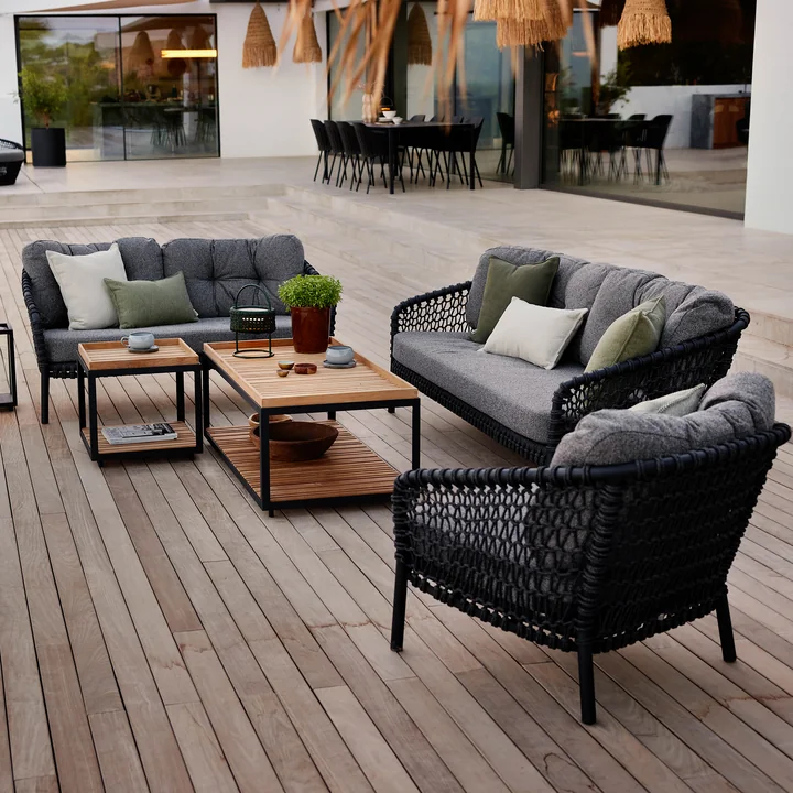 Cane-Line - Ocean large 2-Sitzer Sofa, natural / dunkelgrau
