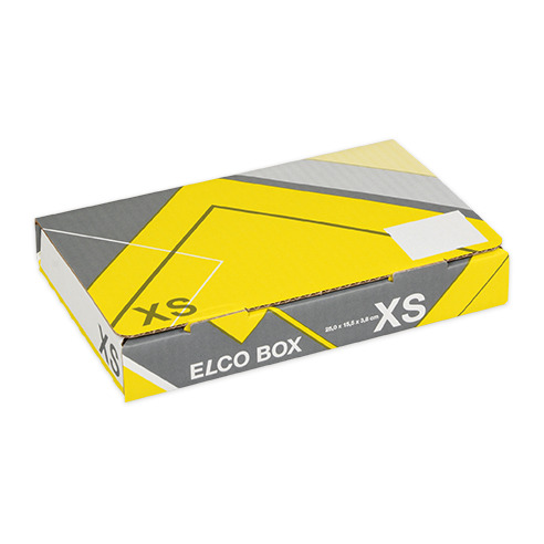 Elco Versandkarton Elco-Box XS, 250 x 155 x 38 mm, grau/gelb, 1 Stück