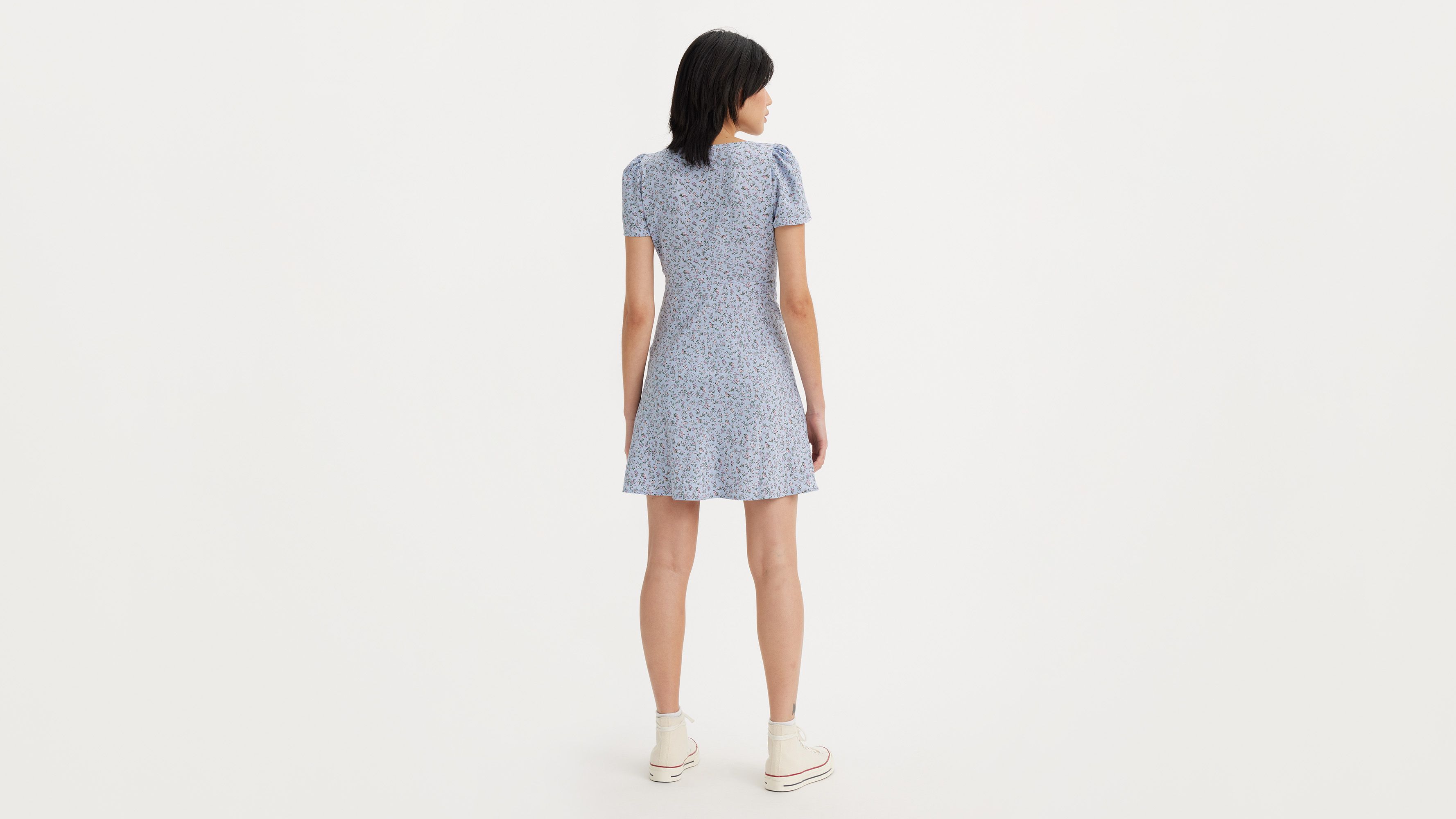 Robe courte manche courte Delray - Victoria Floral Kentucky Blue - Bleu