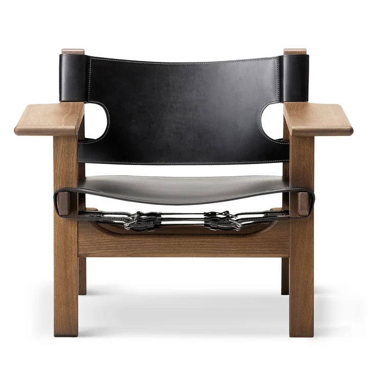 Fredericia - Spanish Chair, Eiche geräuchert und geölt / Leder schwarz