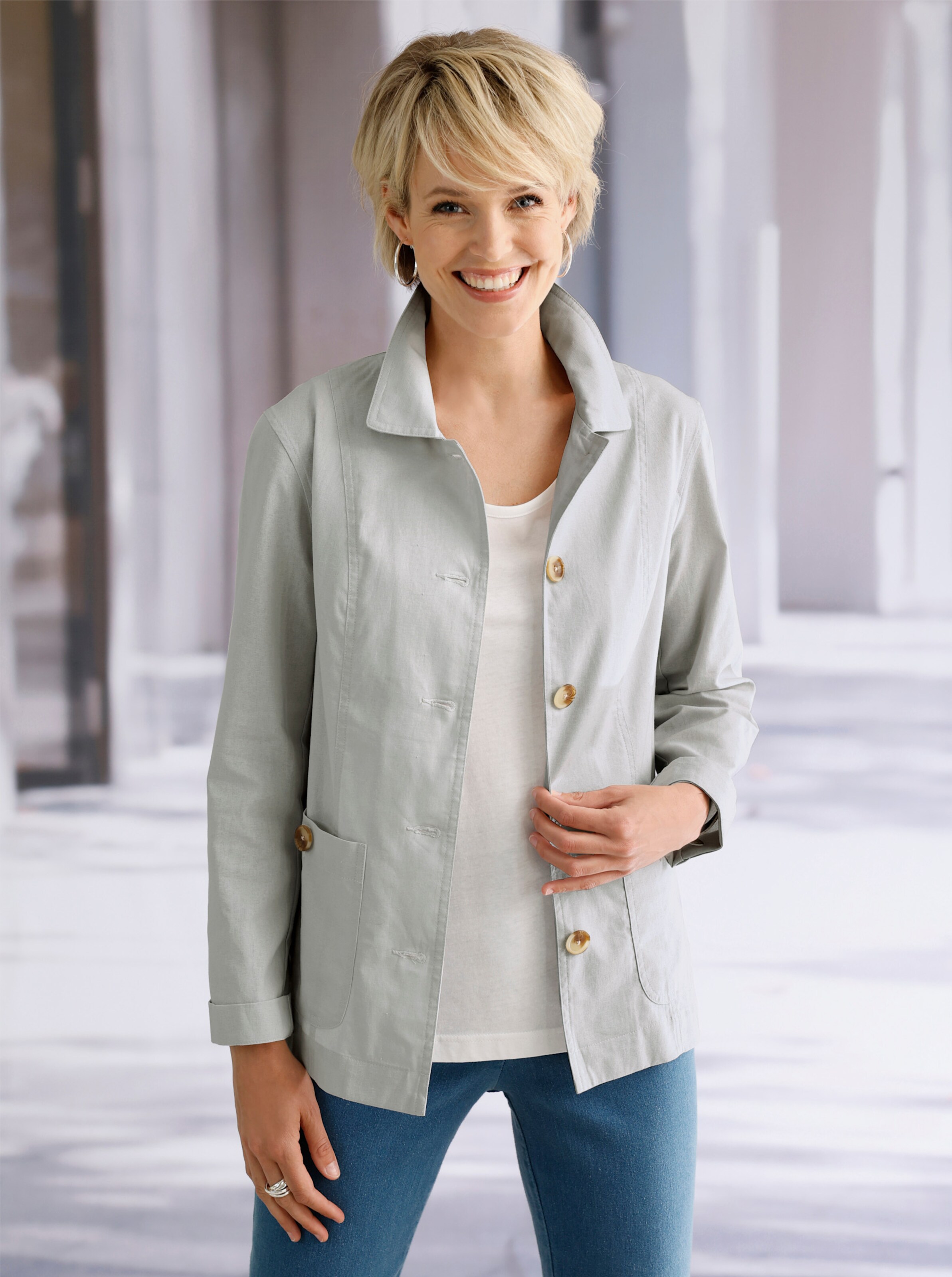 Jacke aus Baumwolle und Leinen