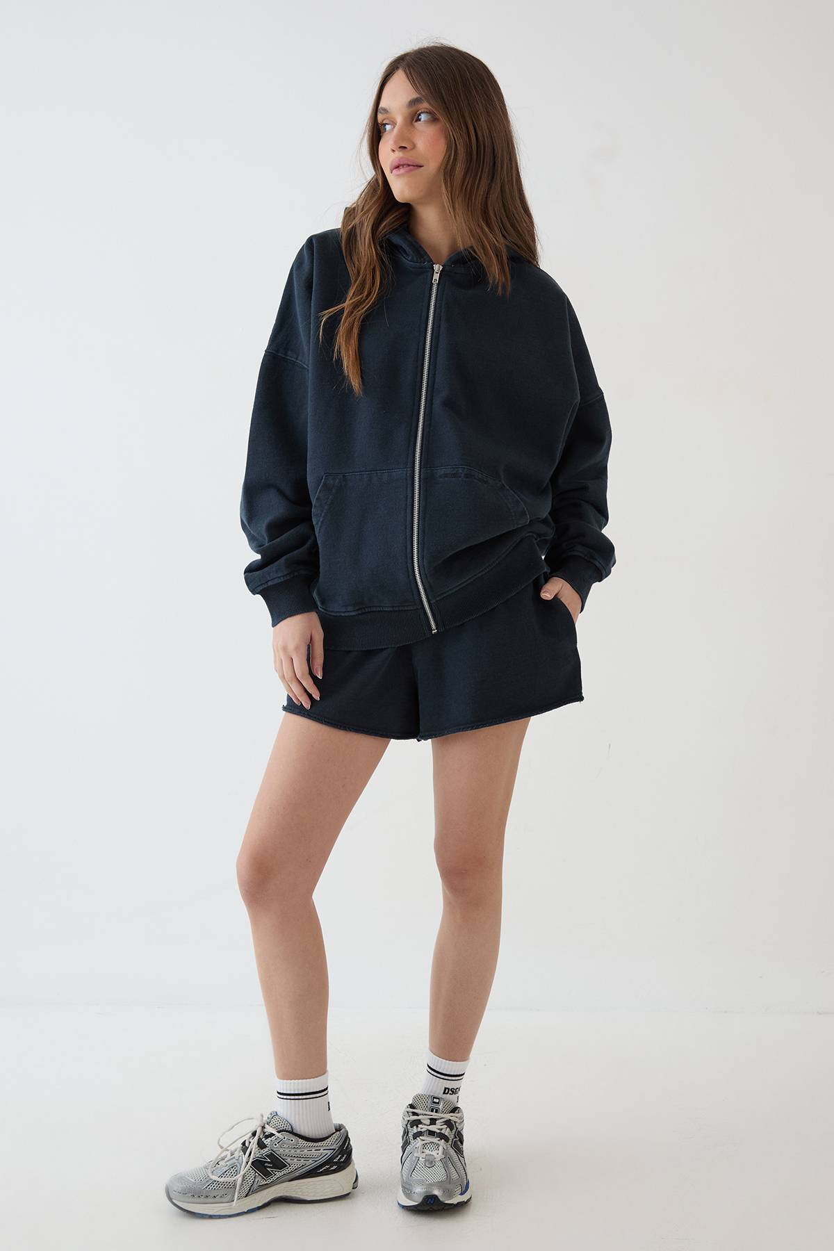 Sweat À Casynthétiqueche Zippé Oversize Effet Délavé Poids Lourd Dsgn Studio