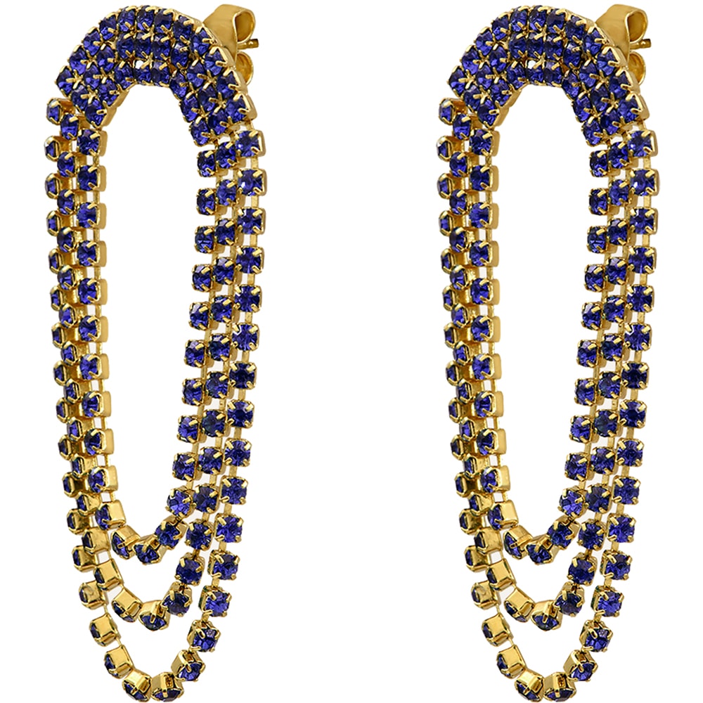Boucles d'oreilles cascade Sparkling - Métal doré & cristaux