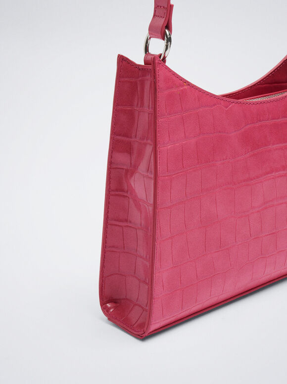 Bolsa de ombro com estampa animal - Rosa