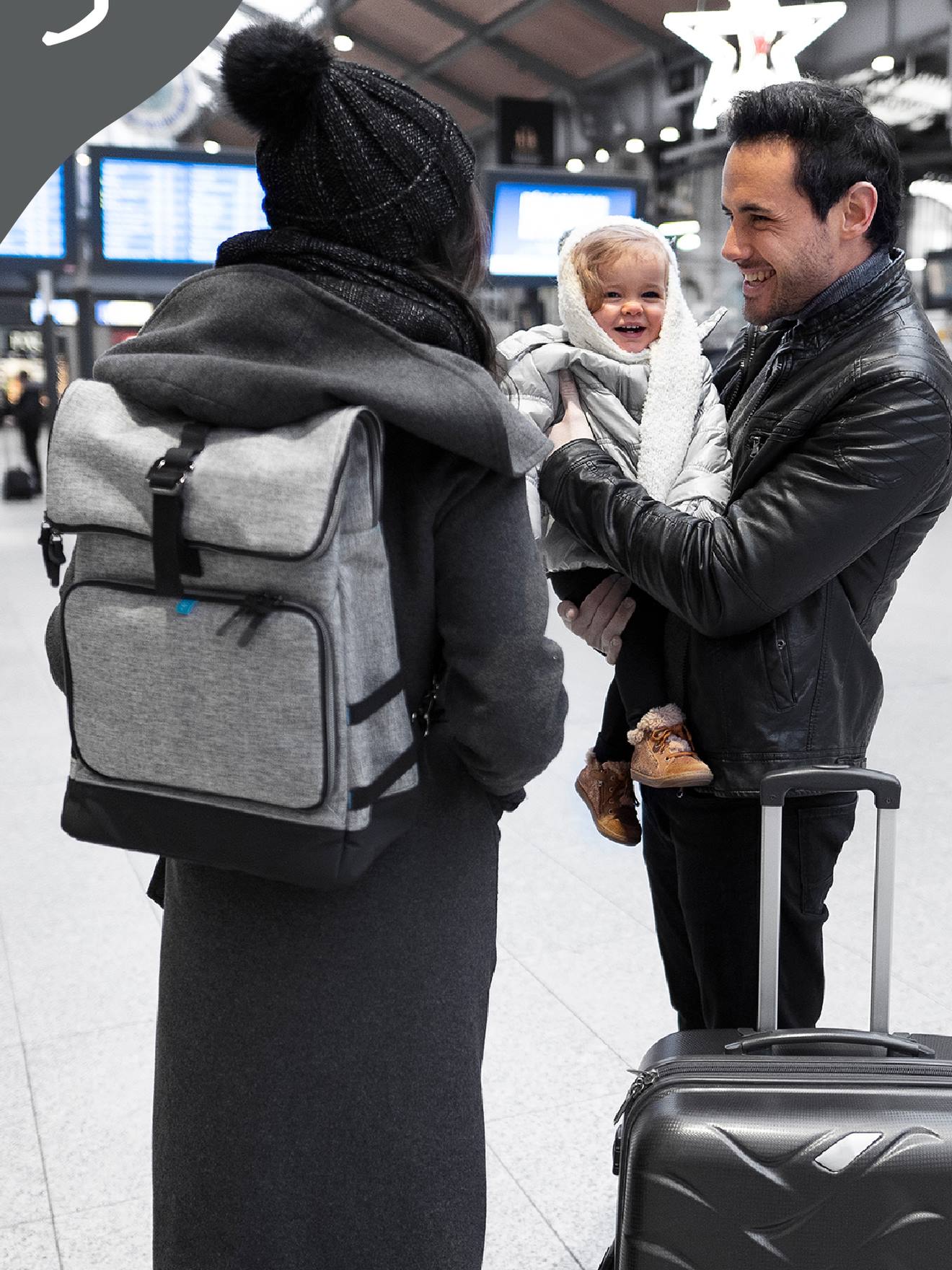 Mochila para fraldas BABYMOOV Le Sancy, tamanho médio, cinza liso