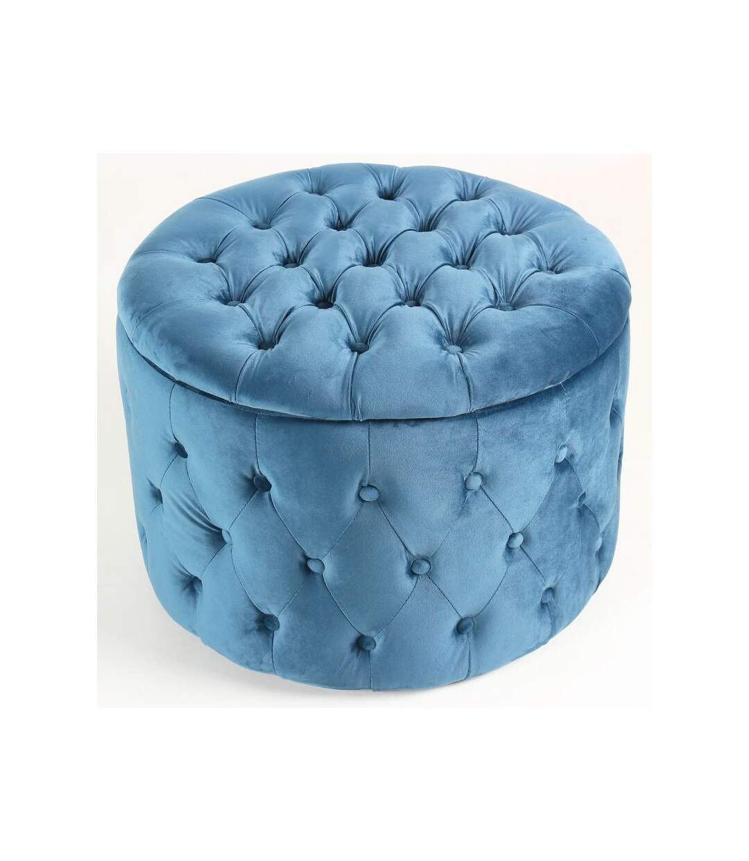 Paris Prix - Pouf Rond Design En Velours visalni 60cm Bleu