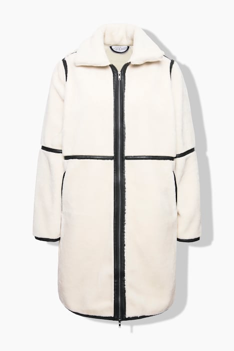 Teddyjacke, Straight Shape, Lederpaspel, Stehkragen