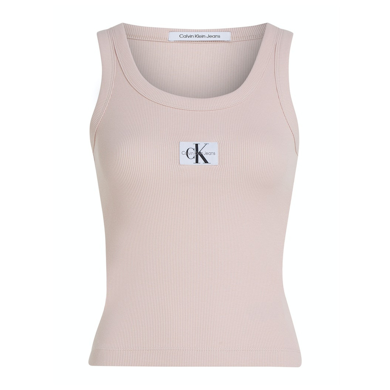 CK Jeans WOVEN LABEL RIB TANK TOP