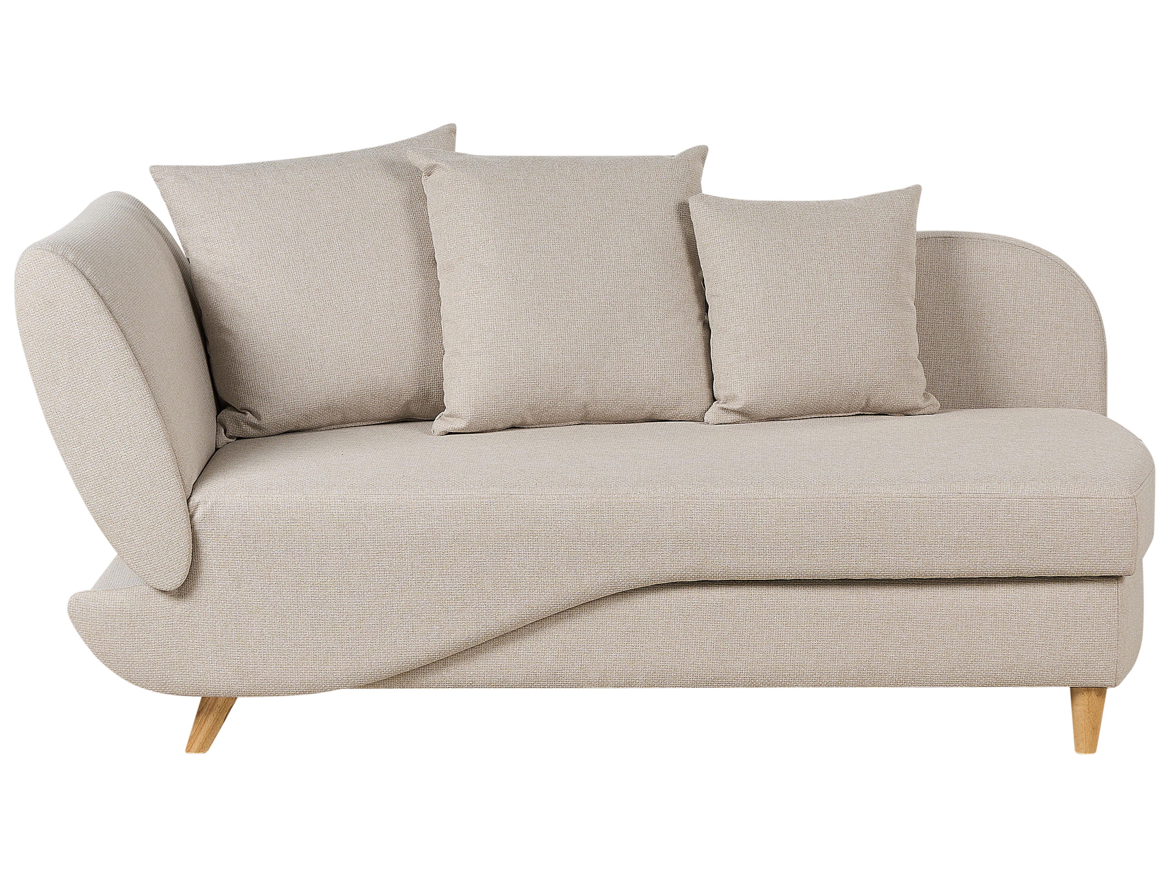 Linkszijdige chaise longue MERI Kunstlinnen Beige met opbergruimte
