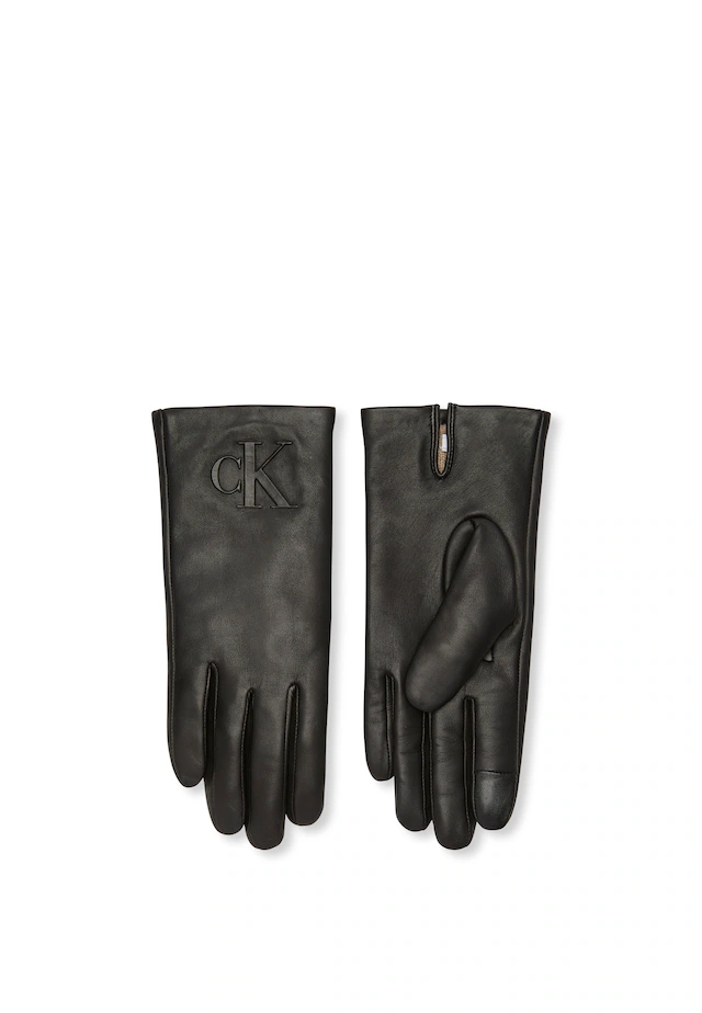 Calvin Klein Lederhandschuhe »RAISED CK LEATHER GLOVE«, Aus Schaf-Nappaleder