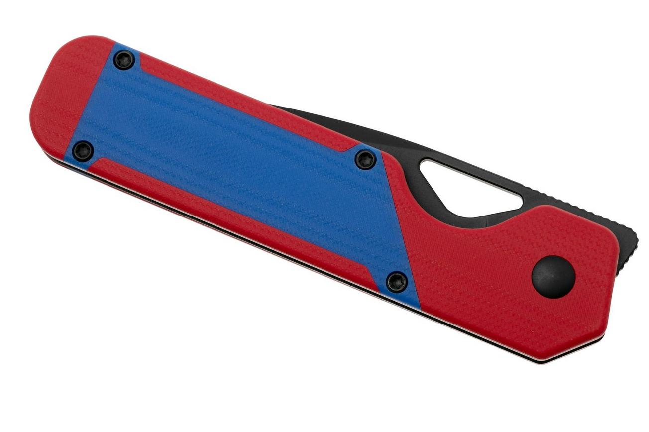 Kizer Vanguard Militaw V3634A2 Liner Lock, Black Nitro-V, Red G10, Blue G10 Inlay, zakmes, Jonathan Styles design