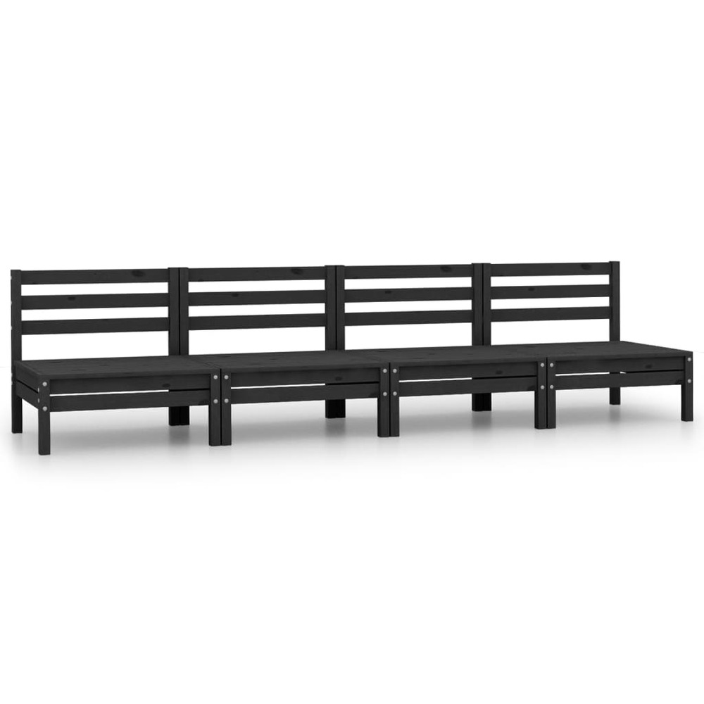 Salon de jardin meuble d'extérieur ensemble de mobilier 4 pièces noir bois de pin massif