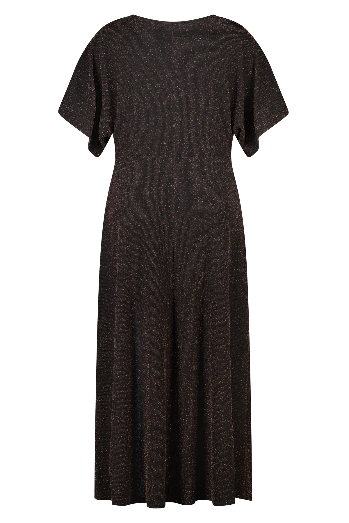 Glitter jurk met vlindermouwen en knoop detail bronze