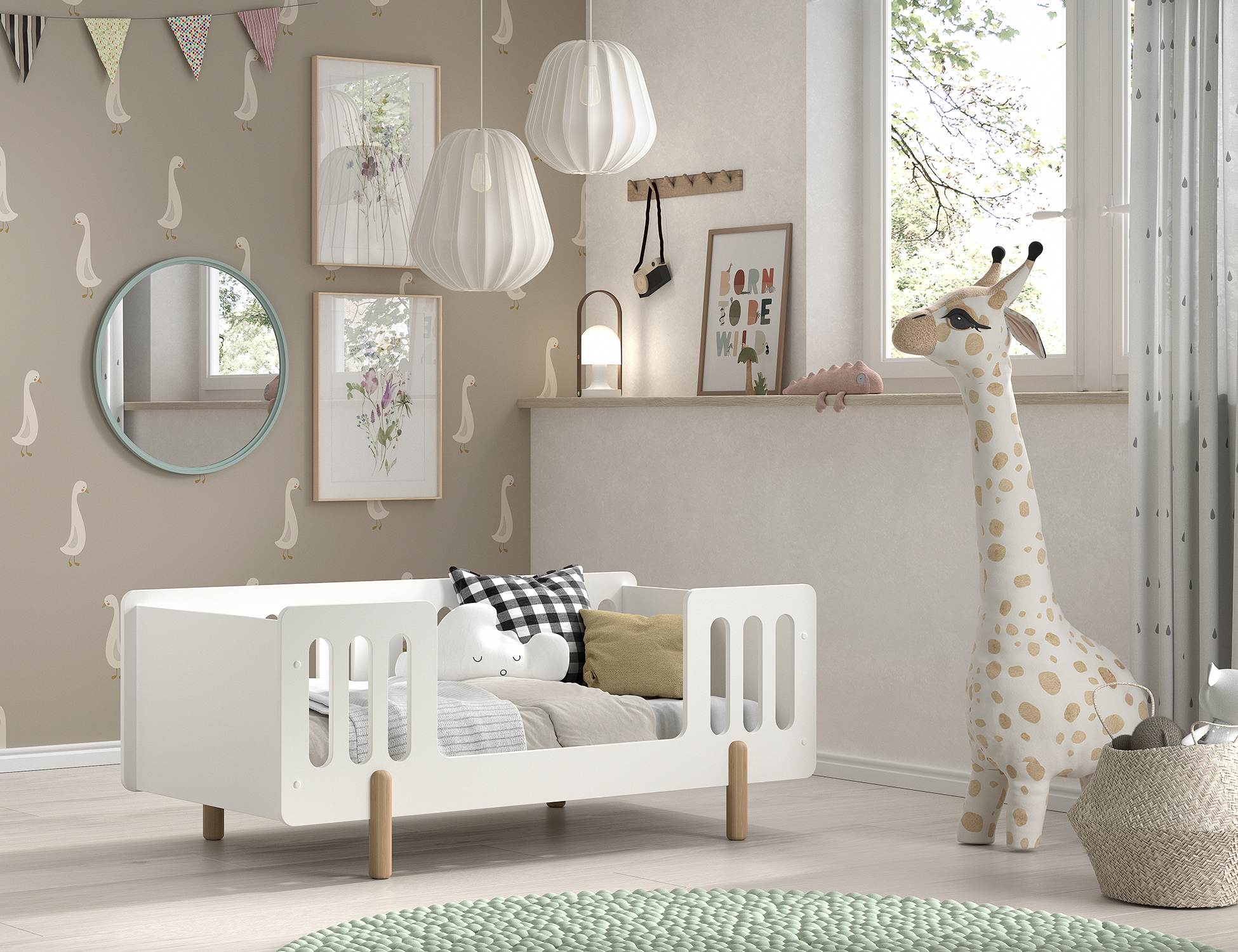 JAXX SMILE Juniorbett LF 70 x 140 cm, inkl. Lattenrost, inkl. Absturzschutz, Ausf. MDF weiß lackiert