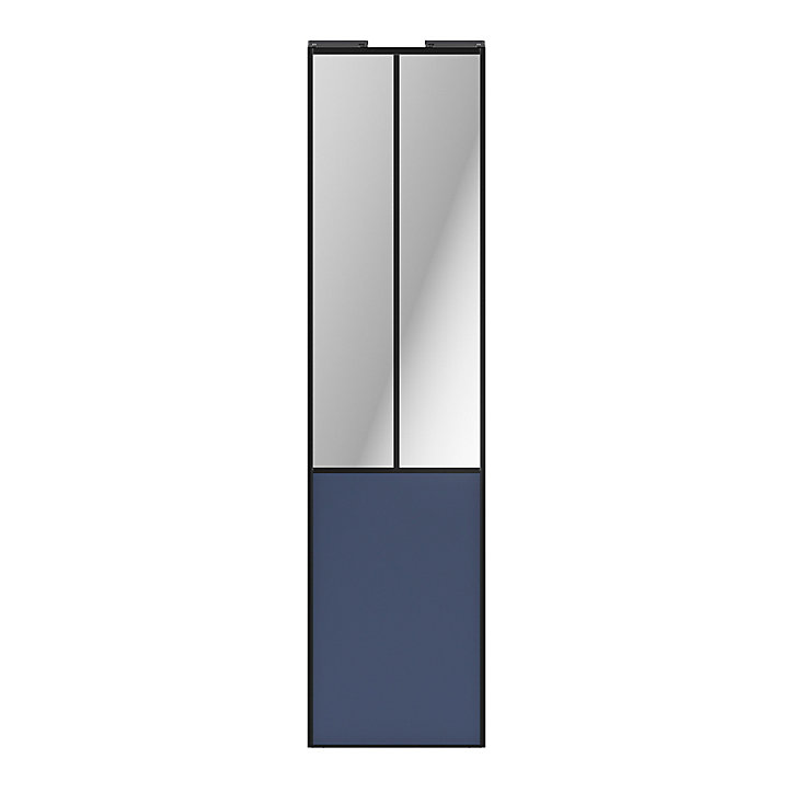 Porte de placard coulissante atelier bleu profil noir GoodHome Arius H. 248,5 x L. 61.2 cm + amortisseurs
