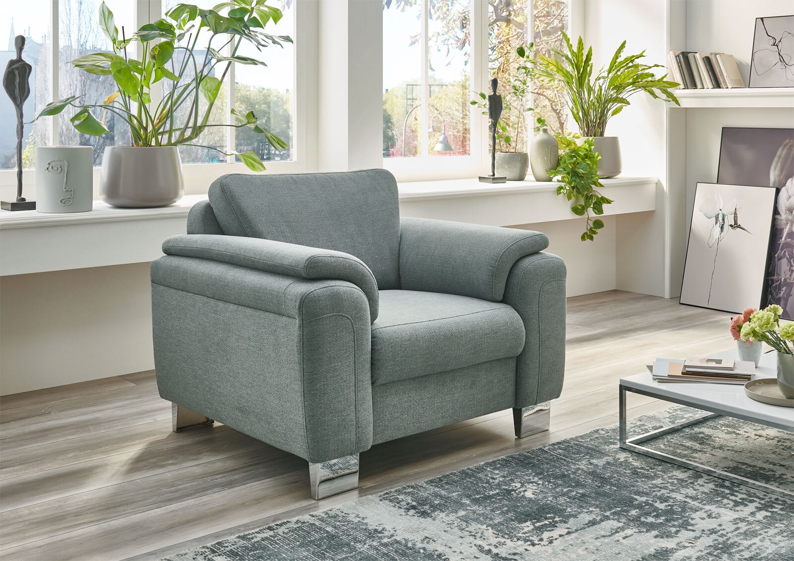 Sessel Amiens Stoffbezug Belle Silver/Hellgrau 110x84x93 cm