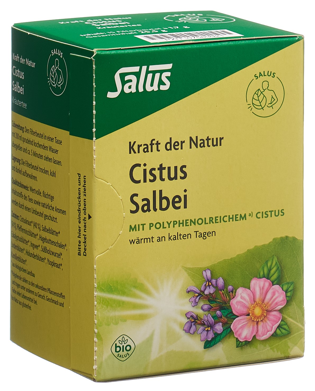 SALUS Kraft der Natur Tee Tees Cistus Salbei Bio Btl 15 Stk