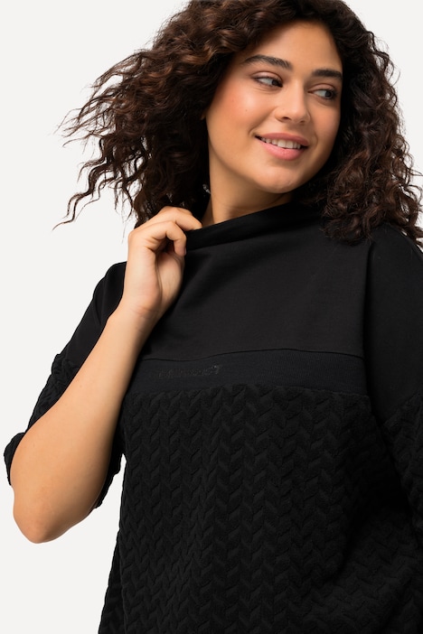 Sweatshirt, Frottee, Zacken, Stehkragen, Halbarm