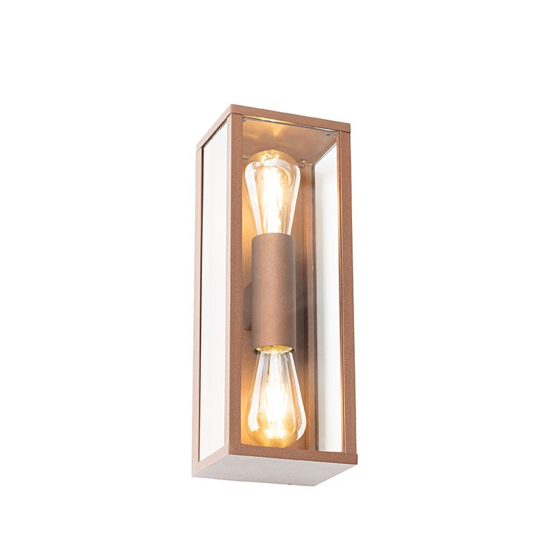 Industriële wandlamp roestbruin 38 cm 2-lichts IP44 - Charlois