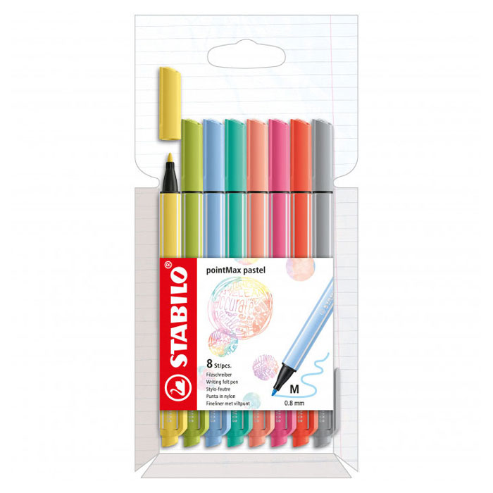 STABILO pointMax Pastel- Hardtip Fineliner - Set Met 8 Stuks