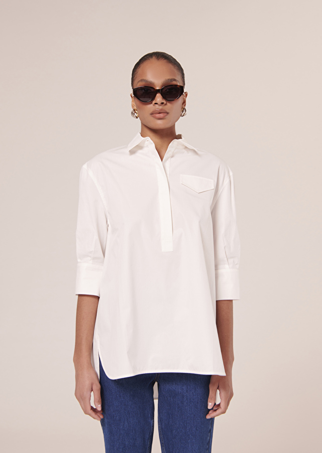 Top Tallulahblanc en popeline