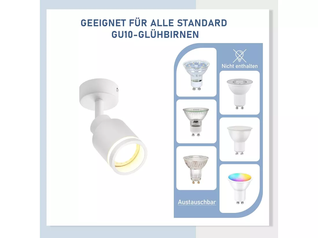 NETTLIFE Spot de plafond plafonnier moderne 1 ampoule orientables GU10