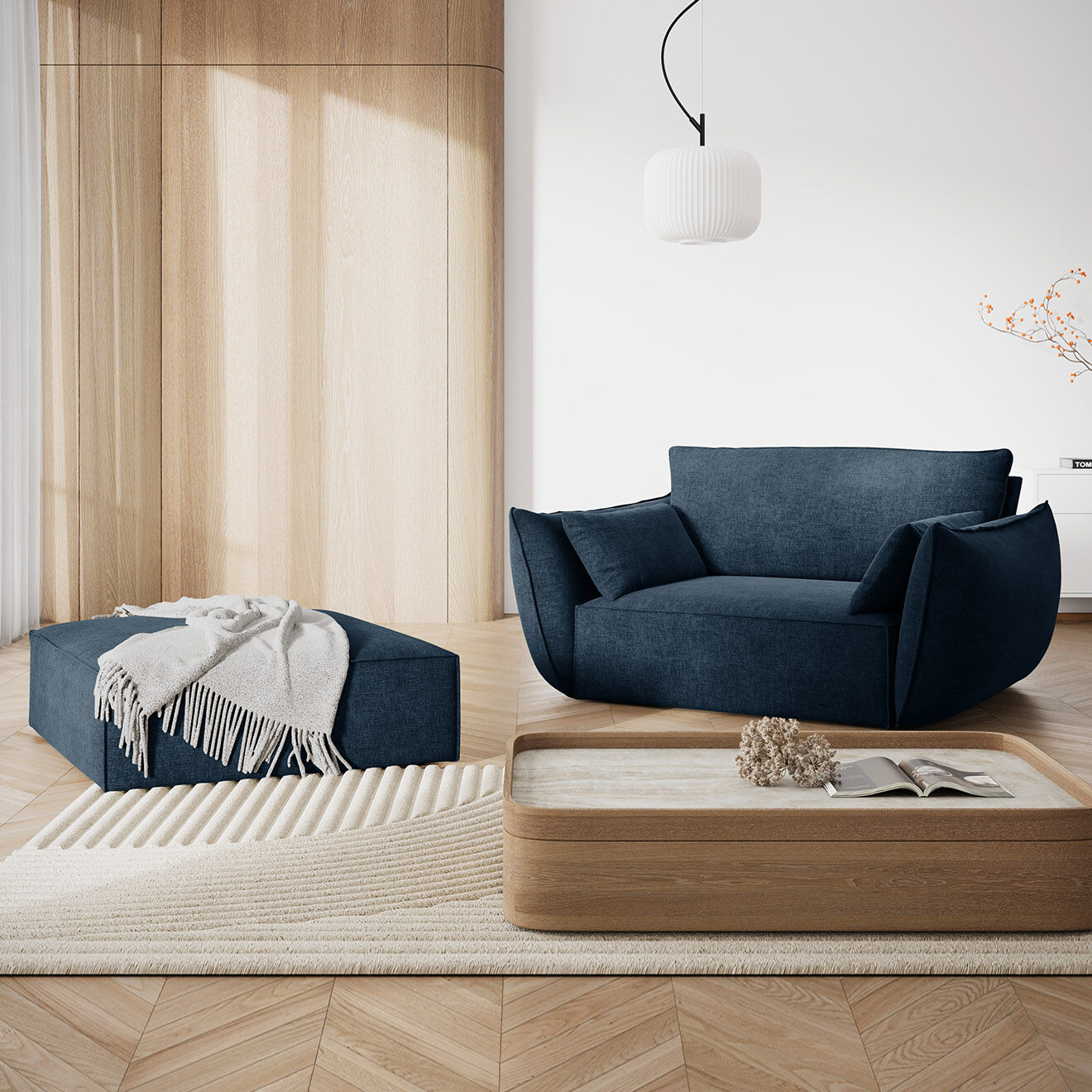 Mazzini Sofas Fauteuil Vanda bleu roi - 128x100x85 cm